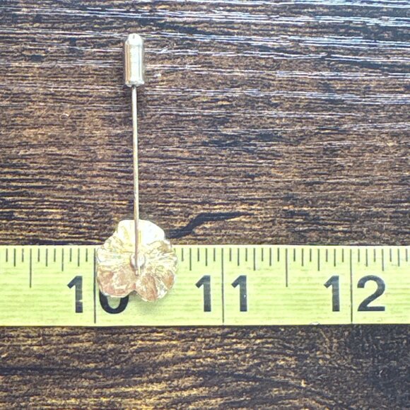 VTG Gold Tone Purple Blue & White Enamel Flower Stick Pin Size 2" Length - Picture 9 of 10